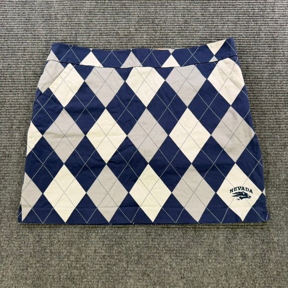 Loudmouth Golf Pants - Loudmouth Ladies Golf Skort Women 16 Nevada Wolf Pack Argyle Navy White Grey